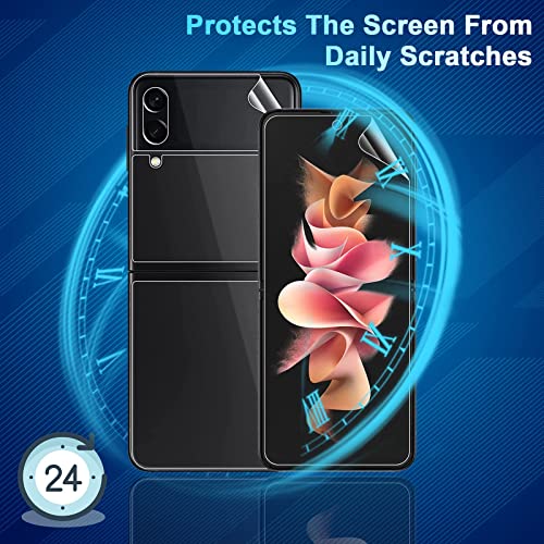 [1Set 5PCS] Galaxy Z Flip 3 Screen Protector, Inside TPU Film + Full Covered Outer + Back Cover Screen Protector, High Clarity, Anti-Shatter, Bubble Free for Samsung Galaxy Z Flip 3 5G Screen Protector