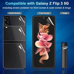 [1Set 5PCS] Galaxy Z Flip 3 Screen Protector, Inside TPU Film + Full Covered Outer + Back Cover Screen Protector, High Clarity, Anti-Shatter, Bubble Free for Samsung Galaxy Z Flip 3 5G Screen Protector