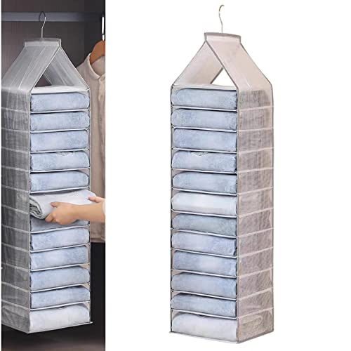 Fordonral Hanging Closet Organizer 12 Shelves, Small Compartments Wardrobe Hanging Organizer for T Shirt Towel Legging Organizer, Space Saving Closet Organizers and Storage, 1 Pack