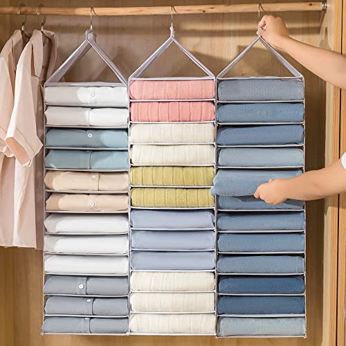 Fordonral Hanging Closet Organizer 12 Shelves, Small Compartments Wardrobe Hanging Organizer for T Shirt Towel Legging Organizer, Space Saving Closet Organizers and Storage, 1 Pack