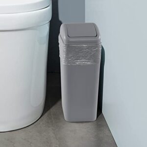 Anbers 14 Liter Slim Trash Can with Swing Top Lid, 3.5 Gallon Garbage Can, Grey