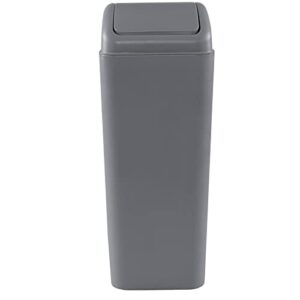 Anbers 14 Liter Slim Trash Can with Swing Top Lid, 3.5 Gallon Garbage Can, Grey