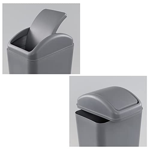 Anbers 14 Liter Slim Trash Can with Swing Top Lid, 3.5 Gallon Garbage Can, Grey