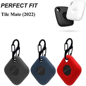 LiZHi for Tile Mate Case Cover 2022, Soft Silicone Skin Cover Shock-Absorbing Protective Case with Keychain for Tile Mate Bluetooth Tracker, 2 Packs- Black