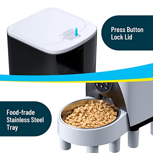 Elevated Automatic Cat Feeder, 19 Cup Pet Dry Food Dispenser with Stainless Steel Bowl, 4.5L Timed Cat Dog Feeder, Programmable 20 Portions Control&Voice Recorder with Desiccant Bag 4 Meals Per Day…