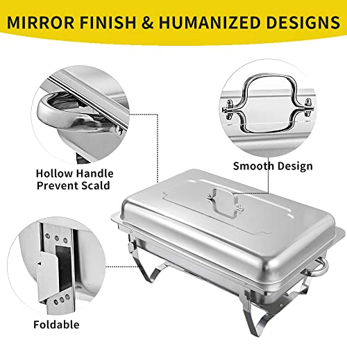 Naviocean Chafing Dish Buffet Set Chafers and Buffet Food Warmers for Parties 8 QT Chafing Servers Dish Stainless Steel Food Catering Chafers for Catering Event Buffet Banquet (2 Packs)