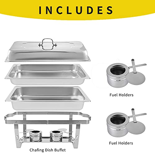 Naviocean Chafing Dish Buffet Set Chafers and Buffet Food Warmers for Parties 8 QT Chafing Servers Dish Stainless Steel Food Catering Chafers for Catering Event Buffet Banquet (2 Packs)