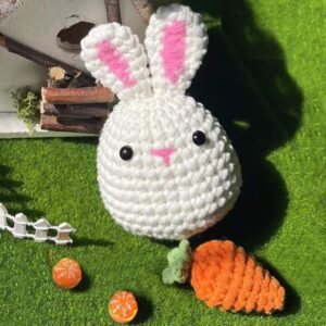 Crochet Kits for Beginners - All-in-One Stuffed Animal Knitting Sets - Step-by-Step Video Tutorials DIY, Rabbit&Carrot Crochet Kits