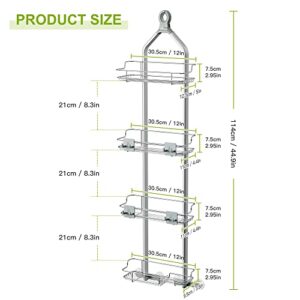 Thideewiz 4 Tier Silver Hanging Shower Caddy Over Shower Head