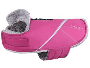 vivaglory cold weather dog coats, cozy water-repellent windproof dog vest winter dog coat, warm pet apparel for winter dog jacket for small medium dogs with furry collar, fuchsia m