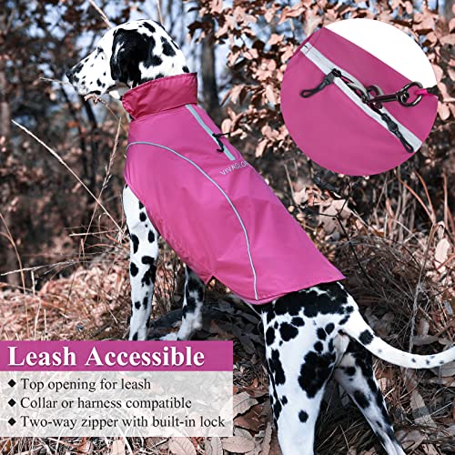 VIVAGLORY 3-in-1 Dog Coats Lined with Fleece, Reflective Water-Resistant Cold Weather Dog Coats, Wind Breaker, Warm Sweater with Leash Portal, Dog Winter Coats for Large Dogs