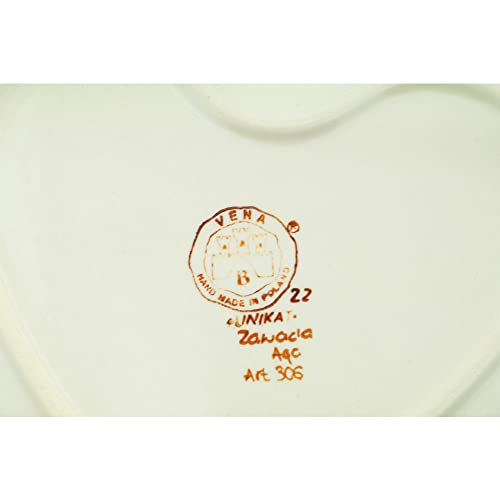 Polish Pottery 10-inch Heart Shaped Platter (Perfect Garden Theme) Signature UNIKAT + Certificate of Authenticity