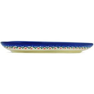 Polish Pottery 10-inch Heart Shaped Platter (Perfect Garden Theme) Signature UNIKAT + Certificate of Authenticity