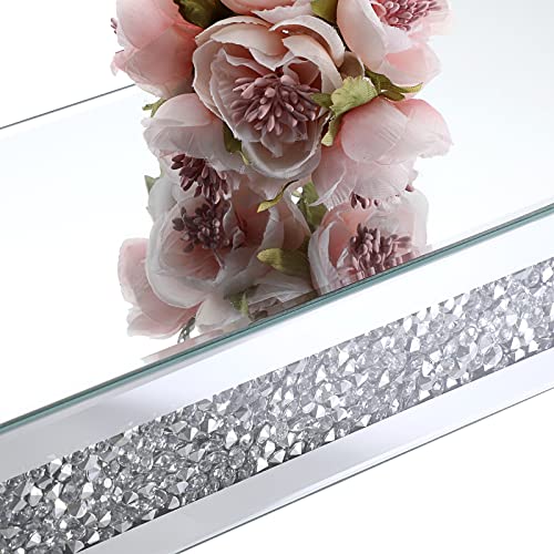 JUXYES Crushed Diamond Wall Floating Shelves Sparkle Glass Riser for Display, Wall Art Showcase Shelf Decorative Pedestal Stand Unique Glass Display Floating Wall Shelf