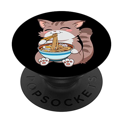 Japanese Kawaii Anime Cat Ramen PopSockets Swappable PopGrip