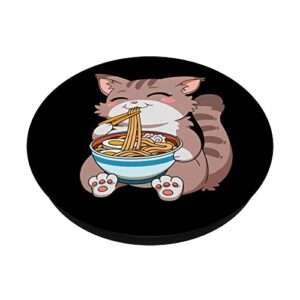 Japanese Kawaii Anime Cat Ramen PopSockets Swappable PopGrip