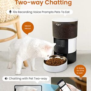 PUET Automatic Cat Feeder with Camera, Timer Voice 1080P HD Video Recording, Height Adjustable 3L WiFi Pet Feeder with 2-Way Audio, Programmable Dog Food Dispenser 1-8 Meal Per Day