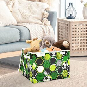 RunningBear Football Soccer Large Storage Bins with Lid Collapsible Storage Bin Shelf Baskets Larger Storage Cubes for Living Room Bedroom