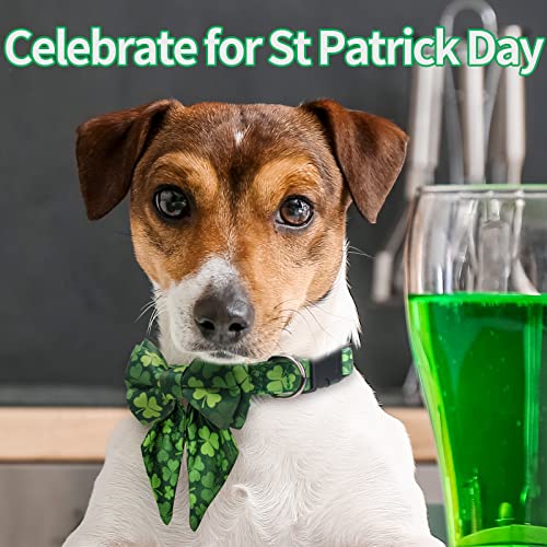 St. Patrick's Dog Collar, Epesiri St Patrick's Day Dog Collar Bow Tie, St. Patrick's Dog Bow Tie Adjustable Four Leaf Clovers, St Patrick's Day Holiday Soft Collar for Dogs Cat Small Medium Large Gift