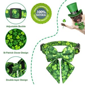 St. Patrick's Dog Collar, Epesiri St Patrick's Day Dog Collar Bow Tie, St. Patrick's Dog Bow Tie Adjustable Four Leaf Clovers, St Patrick's Day Holiday Soft Collar for Dogs Cat Small Medium Large Gift
