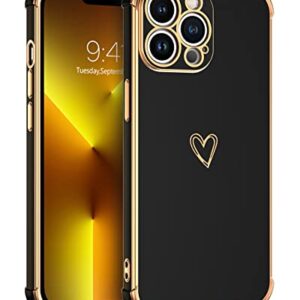 BENTOBEN iPhone 13 Pro Case, Cute Heart Pattern Slim Fit Soft Flexible Shockproof TPU Bumper Protective Women Girls Boys Men Non-Slip Lightweight Cover for iPhone 13 Pro 6.1 Inch, Black