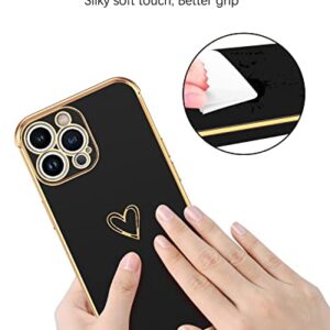 BENTOBEN iPhone 13 Pro Case, Cute Heart Pattern Slim Fit Soft Flexible Shockproof TPU Bumper Protective Women Girls Boys Men Non-Slip Lightweight Cover for iPhone 13 Pro 6.1 Inch, Black