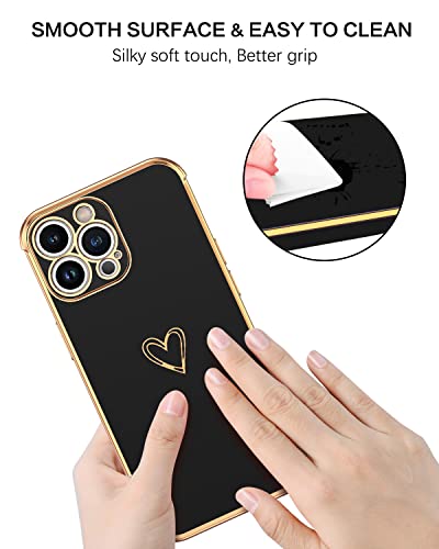 BENTOBEN iPhone 13 Pro Case, Cute Heart Pattern Slim Fit Soft Flexible Shockproof TPU Bumper Protective Women Girls Boys Men Non-Slip Lightweight Cover for iPhone 13 Pro 6.1 Inch, Black