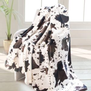 Cute Cow Print Blanket Soft Fleece Flannel Cozy Warm Plush Lightweight Throw Blanket All-Season for Couch Sofa Bed for Adults Kids Boys Teens Gift 50"x60"