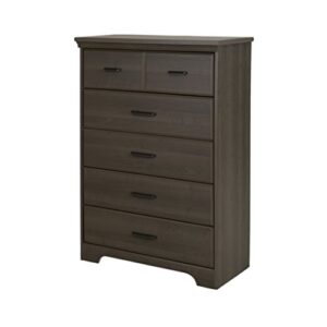 south shore versa 5-drawer chest dresser, gray maple