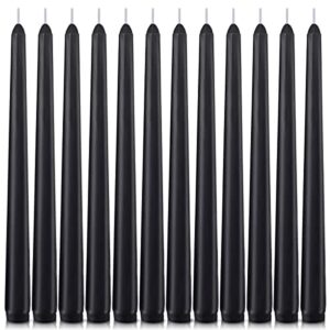 black taper candles, 12 pack 10 inch candlesticks for dinner wedding party and home decoration