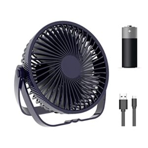 liewet desk fan,battery operated fan,portable table fan,6-inch foldable travel fan,2000mah desktop fan,three wind speeds, extremely quiet,360°air supply hanging fan blue