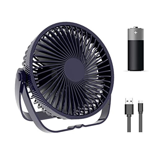 LIEWET Desk Fan,Battery Operated Fan,Portable Table Fan,6-Inch Foldable Travel Fan,2000mAh Desktop Fan,Three Wind Speeds, Extremely Quiet,360°Air Supply Hanging Fan Blue