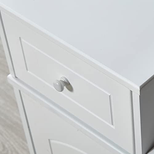 Katorn White Shoe Storage Bench Cabinet with Fireproof PU Cushion, Shoe Cabinet & Shoe Bench, Double Doors and Movable Drawer Wood for Door Entrance