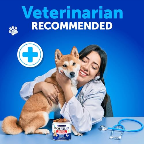 Dog Allergy Relief Chews - Itch Relief for Dogs - Fish Oil - Omega 3 - Itchy Skin Relief - Seasonal Allergies - Anti Itch Support & Hot Spots - Immune Health Supplement for Dogs - Made in USA