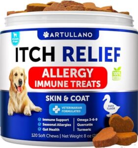 dog allergy relief chews - itch relief for dogs - fish oil - omega 3 - itchy skin relief - seasonal allergies - anti itch support & hot spots - immune health supplement for dogs - made in usa