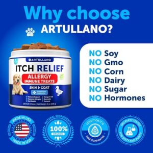 Dog Allergy Relief Chews - Itch Relief for Dogs - Fish Oil - Omega 3 - Itchy Skin Relief - Seasonal Allergies - Anti Itch Support & Hot Spots - Immune Health Supplement for Dogs - Made in USA