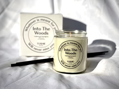 Into The Woods | Cedarwood and Lemon Grass Organic Essential Oils, Winter Highly Scented Hand Poured Soy Candles For Home | 8oz Clear Jar, 40 Hour Burn Time, Made in the USA (In to The woods)