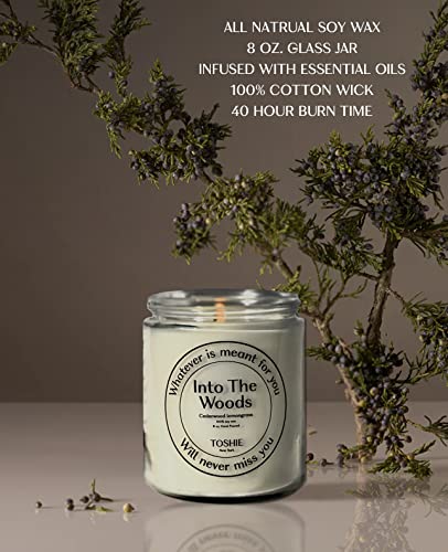 Into The Woods | Cedarwood and Lemon Grass Organic Essential Oils, Winter Highly Scented Hand Poured Soy Candles For Home | 8oz Clear Jar, 40 Hour Burn Time, Made in the USA (In to The woods)