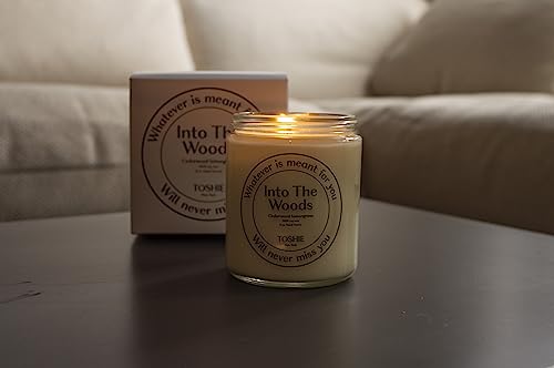 Into The Woods | Cedarwood and Lemon Grass Organic Essential Oils, Winter Highly Scented Hand Poured Soy Candles For Home | 8oz Clear Jar, 40 Hour Burn Time, Made in the USA (In to The woods)