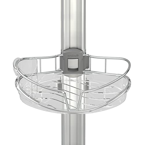 ARTIKA Allegro Extendable Shower Caddy with 1 Mirror and Adjustable Racks and Shelves, Stainless Steel