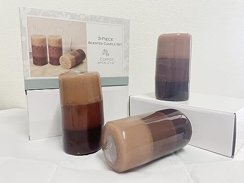 Cafemoon Scented Pillar Candles, Set of 3 Slightly Distorted Pillar Candles