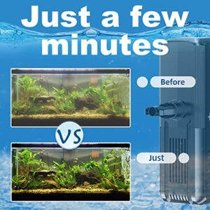 ZOCSONU Submersible Aquarium Filter, Internal Aquarium Filter, 6W Adjustable Fish Tank Filter for 5-10 Gallon Salt Water/Fresh Water Fish Tank, with 2 Stages and 4 Strong Suction Cups