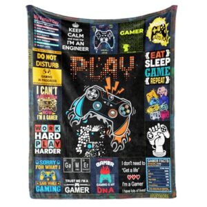 shanfeirui gamer gifts - perfect for teens & adults - game room decor - video game lover gifts - gaming blanket - gift ideas for gamers - best gifts for men & boys - 50" x 60" gaming blanket