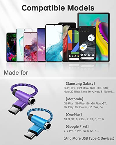 USB C to 3.5mm Audio Adapter, Male to Female Aux Cable for Samsung Galaxy S23 S22 Ultra S22+ S21 Plus S20 FE, Google Pixel 7 Pro 6 6a 5 5a 4 XL, iPhone 15 USBC Stereo Jack Headphone Dongle Adaptor