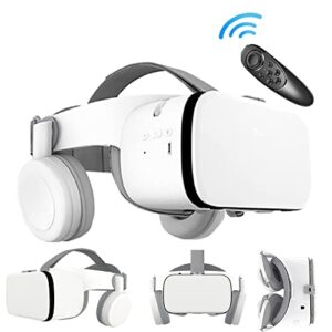 vr headset for cellphone 3d virtual reality glasses bluetooth vr glasses with remote control，3d virtual reality for iphone/samsung movies and games compatible with ios/android。
