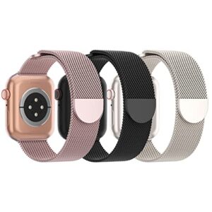 steezrd 3 pack mesh metal bands compatible with apple watch band 38mm 40mm 41mm 42mm 44mm 45mm 49mm, stainless steel magnetic loop strap wristband for iwatch ultra series 9/8/se/7/6/5/4/3/2/1 men women