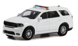 greenlight 43003-l hot pursuit - 2022 dodge durango pursuit police- white with light bar & push bar (hobby exclusive) 1:64 scale diecast