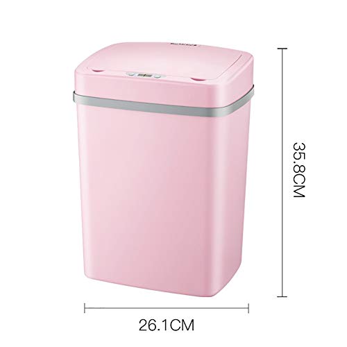 HZTEC Kitchen Trash Can Trash Can with Lid Induction Home Smart with Lid Kitchen Living Room Bedroom Bathroom 12L ( Color : Pink )