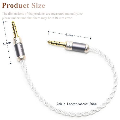 FSIjiangyi 4.4mm to 4.4mm Balanced Adapter OFC Silver 8-Strand 19-core Adapter Cable Suitable for Connecting Zen DAC Zen CAN Oriolus BA300S