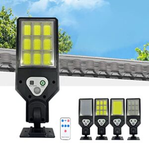solar street light motion sensor - ip65 waterproof outdoor solar powered street lights, dusk to dawning with remote control, led floods light for parking lot, drive-way